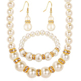 Pearl Necklace Bracelet Earrings