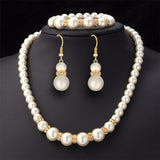 Pearl Necklace Bracelet Earrings