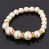Pearl Necklace Bracelet Earrings